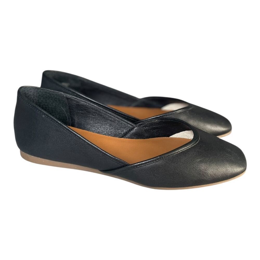 Lucky Brand Women’s Ameena Black Leather Flats Size-7M